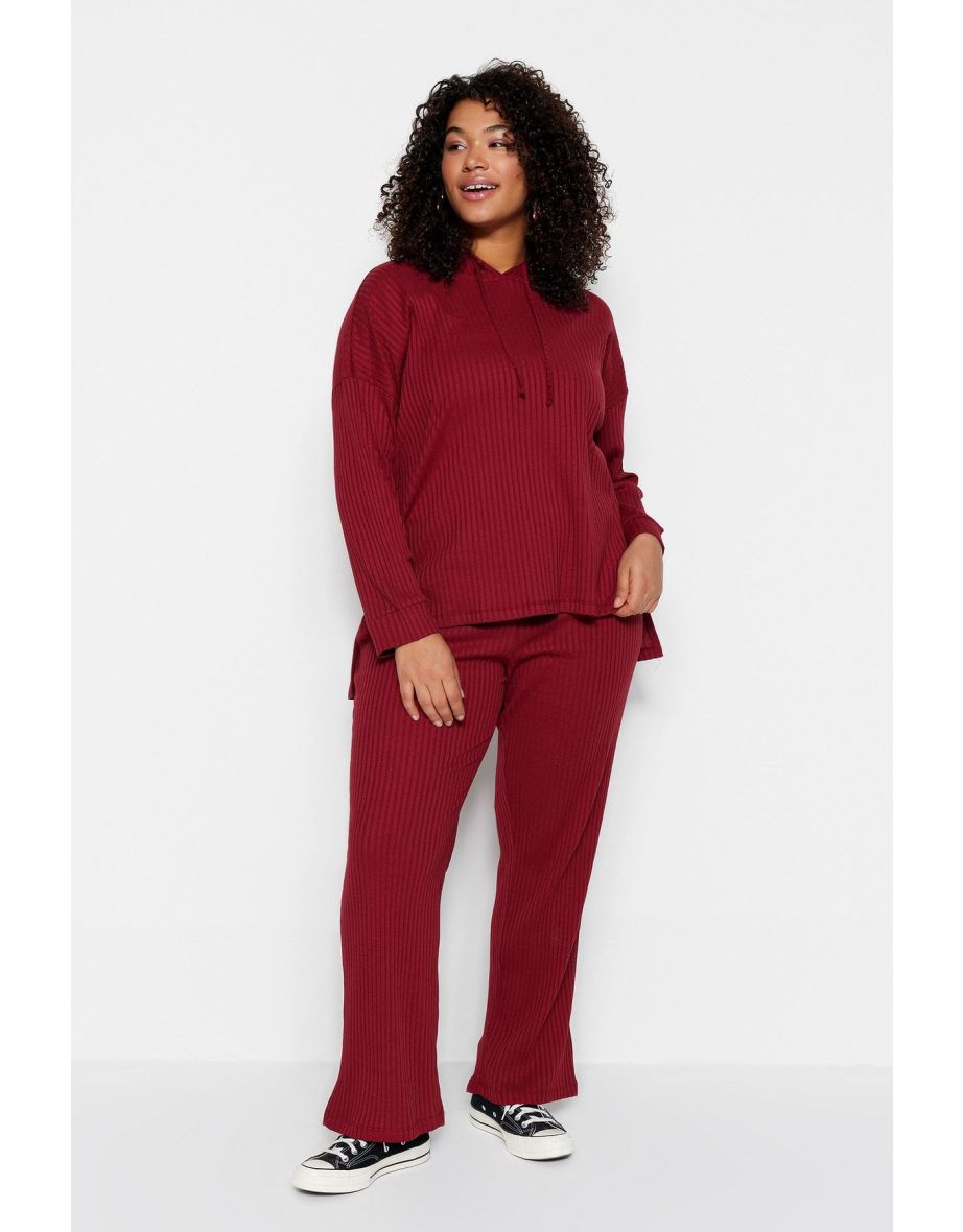 Burgundy Knitted Top and Bottom Set
