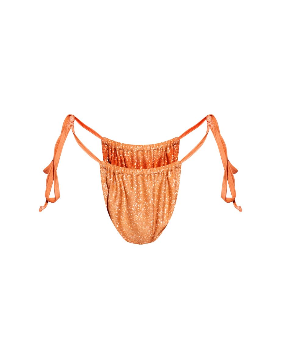 Orange Heart Trim Glitter Tie Side Bikini Bottoms - 4