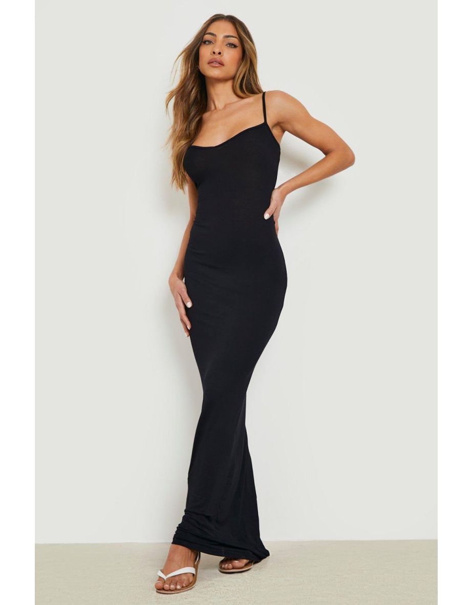 Basic Strappy Maxi Dress - black