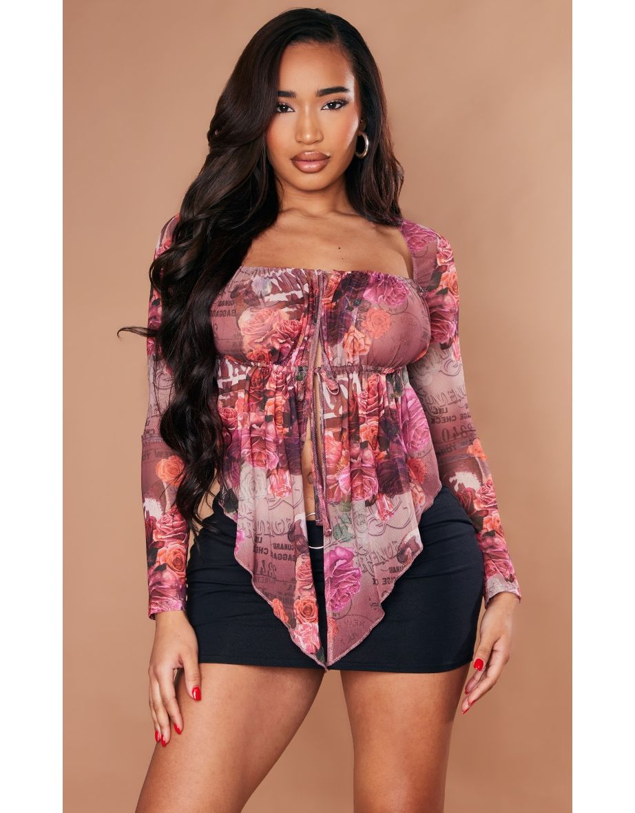 Sheer store rose top