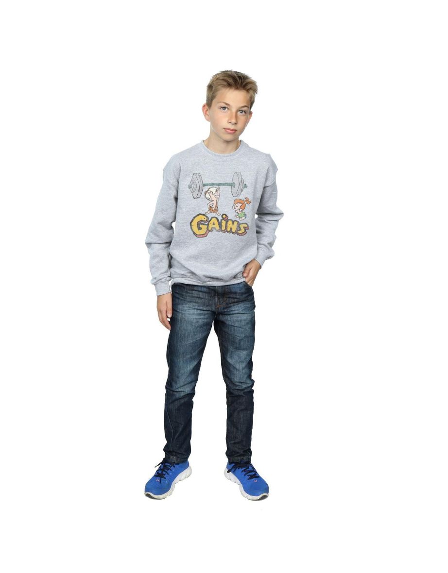 The Flintstones Boys Bam Bam Gains Distressed Sweatshirt - Sports Grey - 3