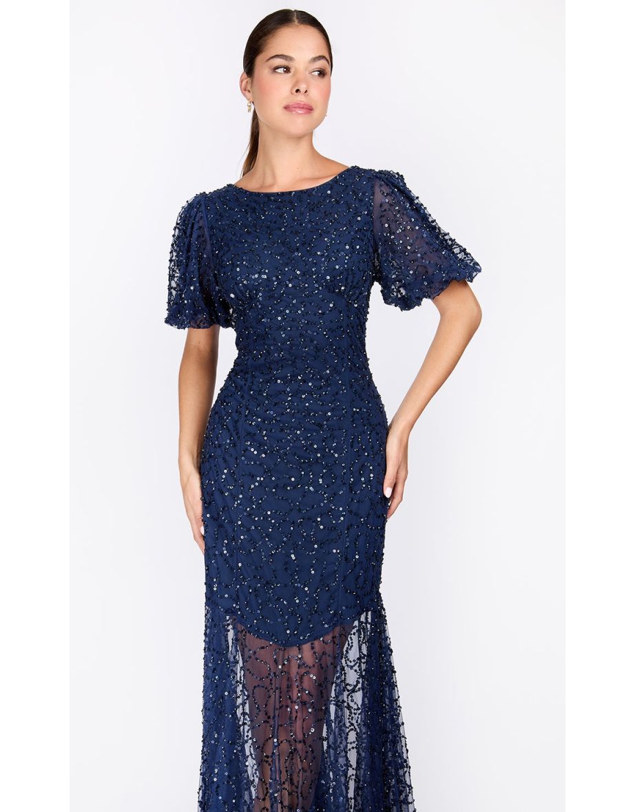 Navy Embellished Maxi Dress - 3