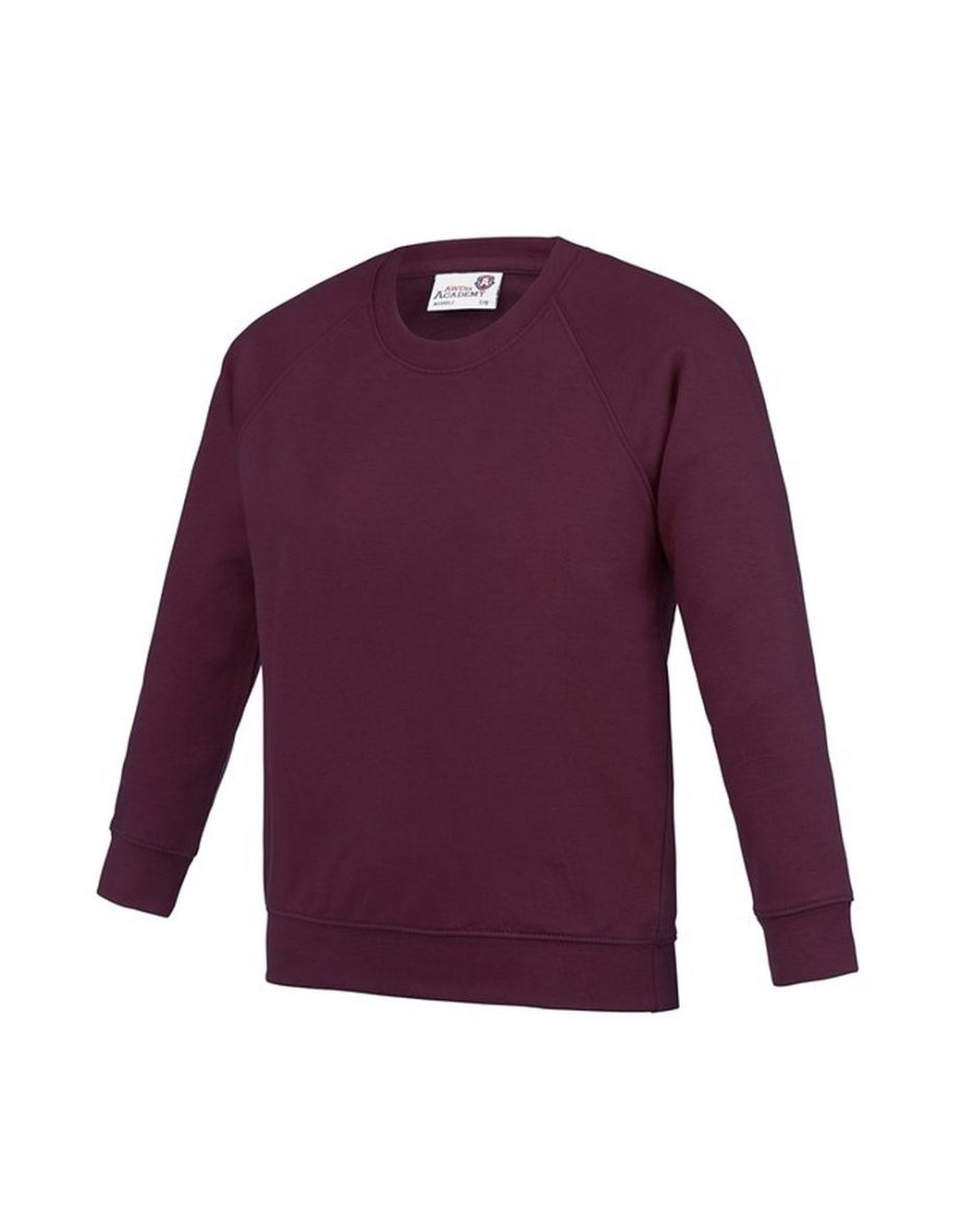 Awdis Childrens/Kids Academy Raglan Sweatshirt - Burgundy