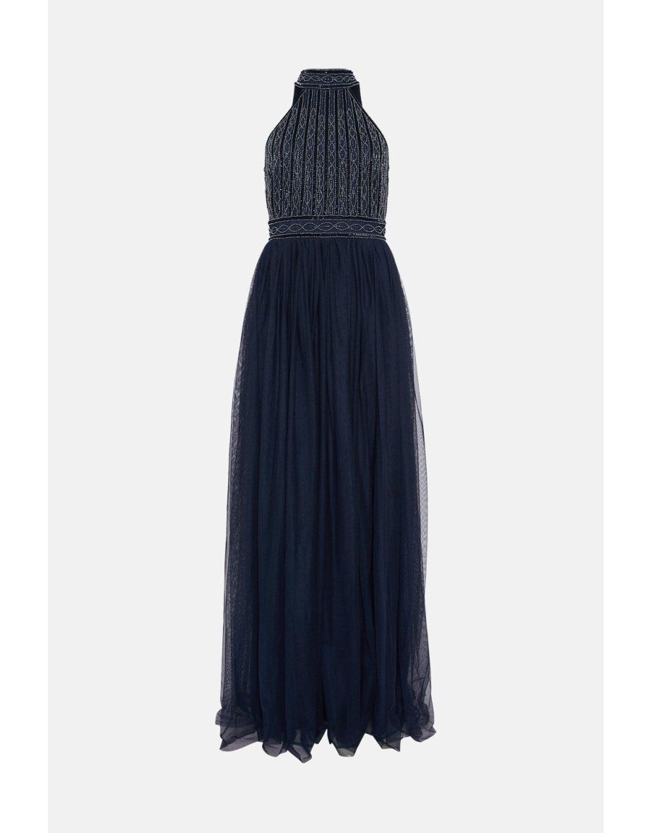 Mixed Bead Halter Neck Two In One Bridesmaids Dress - 3