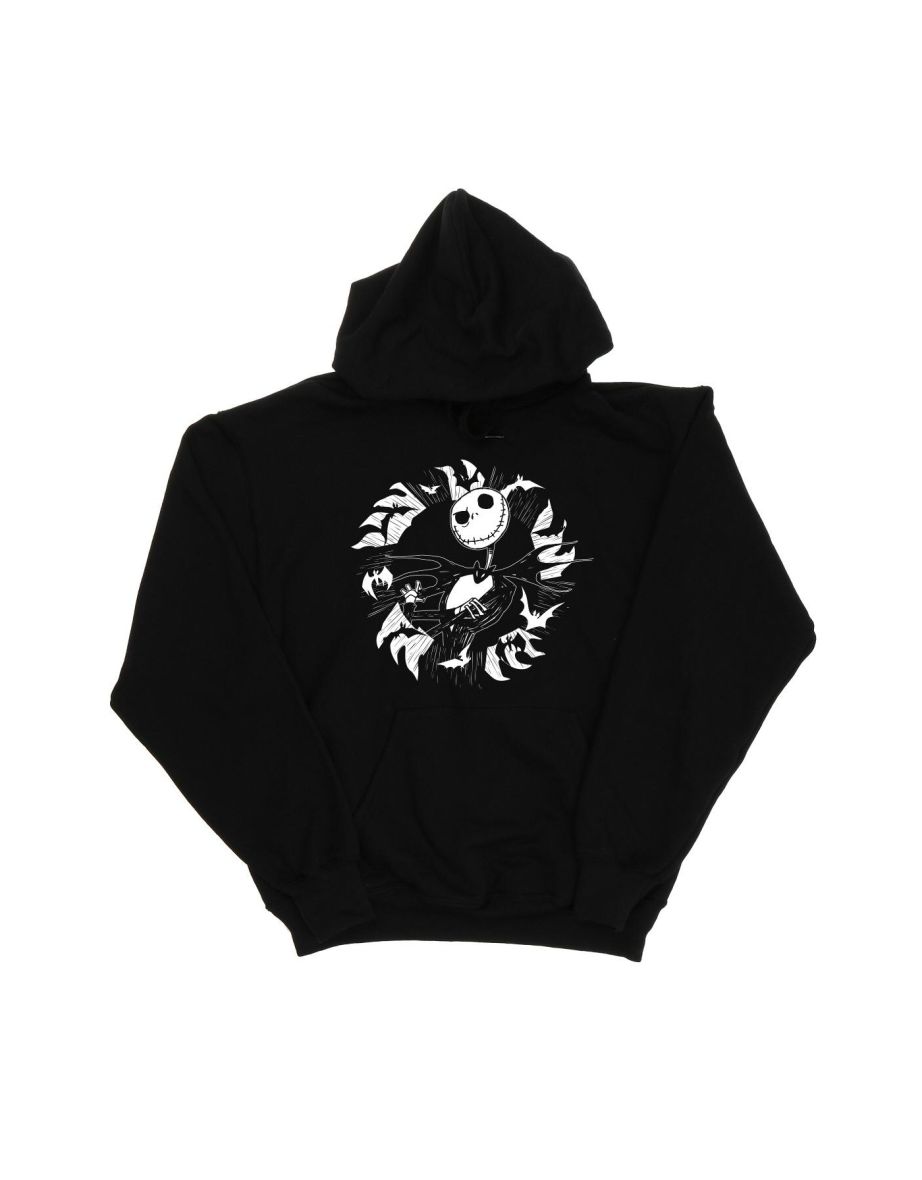 Disney Mens Nightmare Before Christmas Jack Bat Circle Hoodie - Black