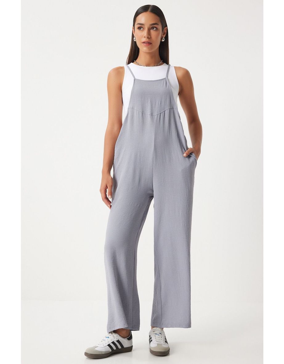 Women's Gray Pocketed Gardener Overalls