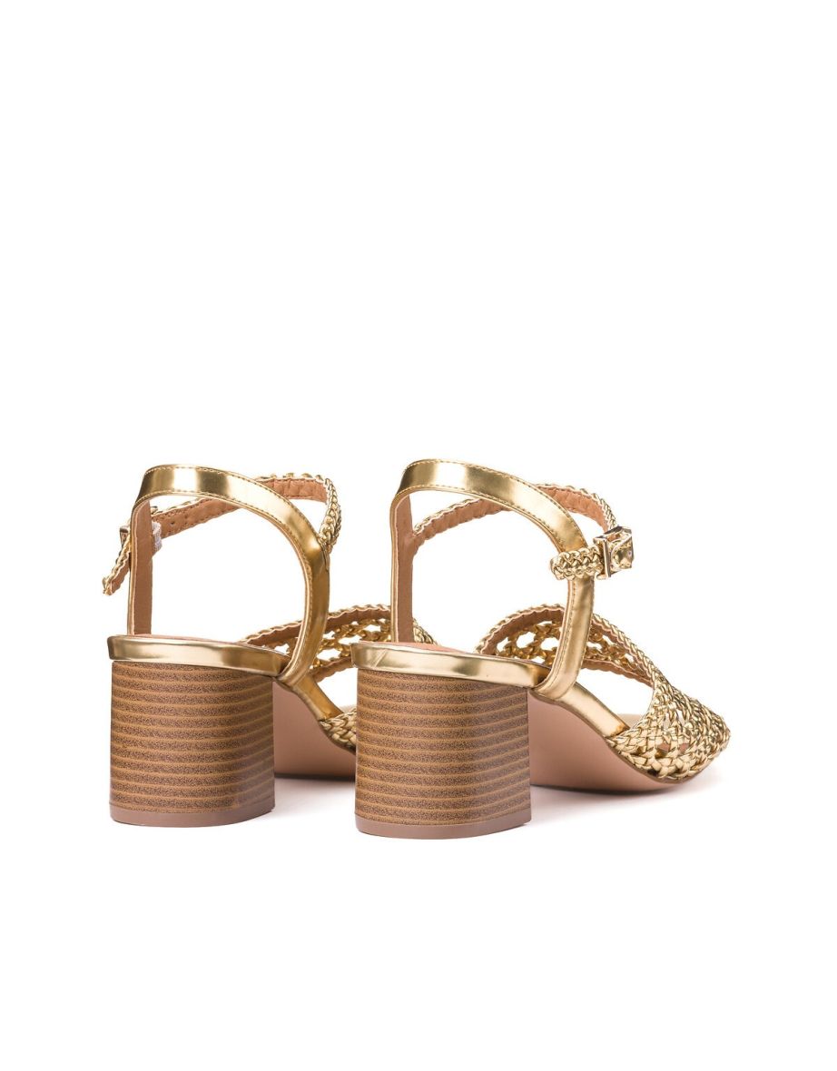 Plaited Block Heel Sandals - 3
