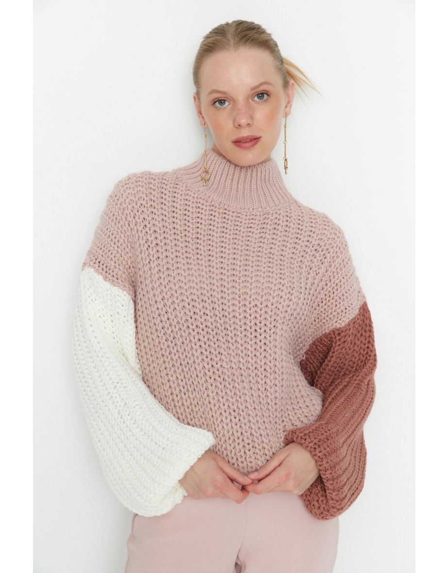 A Powder Wide fit, Softly woven, Color Block Knitwear Sweater .