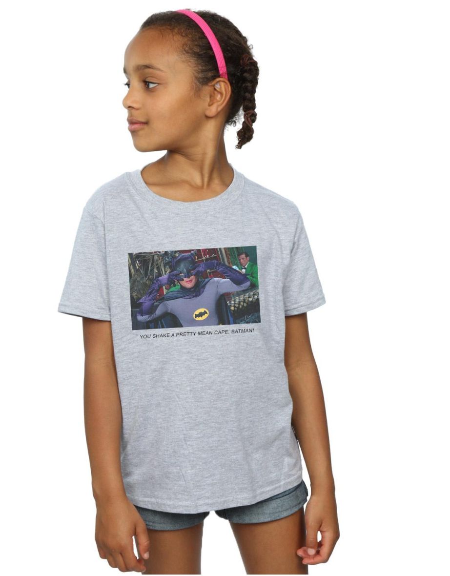 DC Comics Girls Batman TV Series Mean Cape Cotton T-Shirt - Sports Grey
