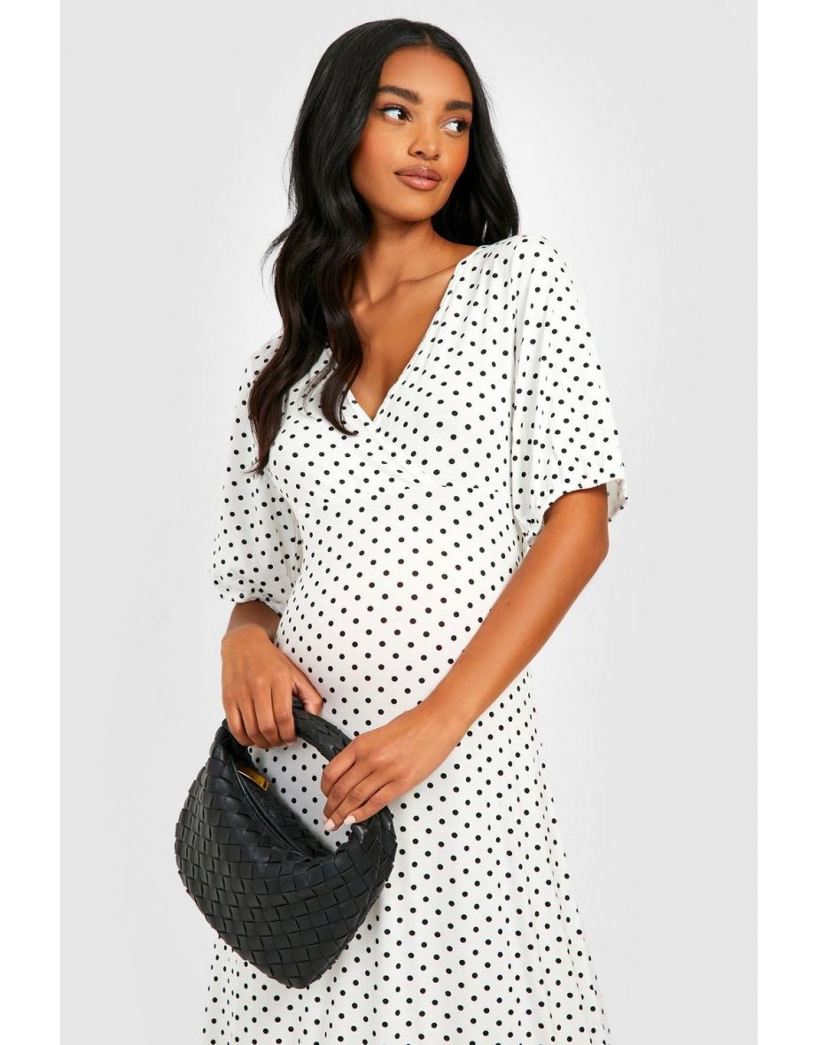 Maternity Polka Dot Midaxi Dress - ivory - 3