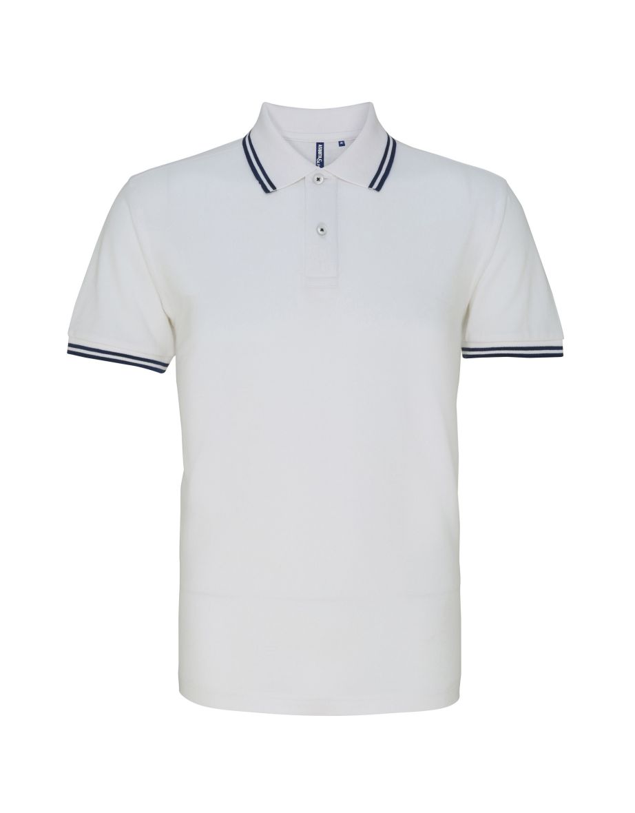 Asquith & Fox Mens Classic Fit Tipped Polo Shirt - White/Navy