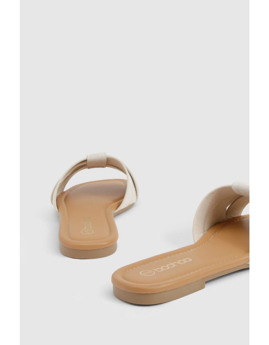 Linen Woven Basic Mule Slider - natural - 3