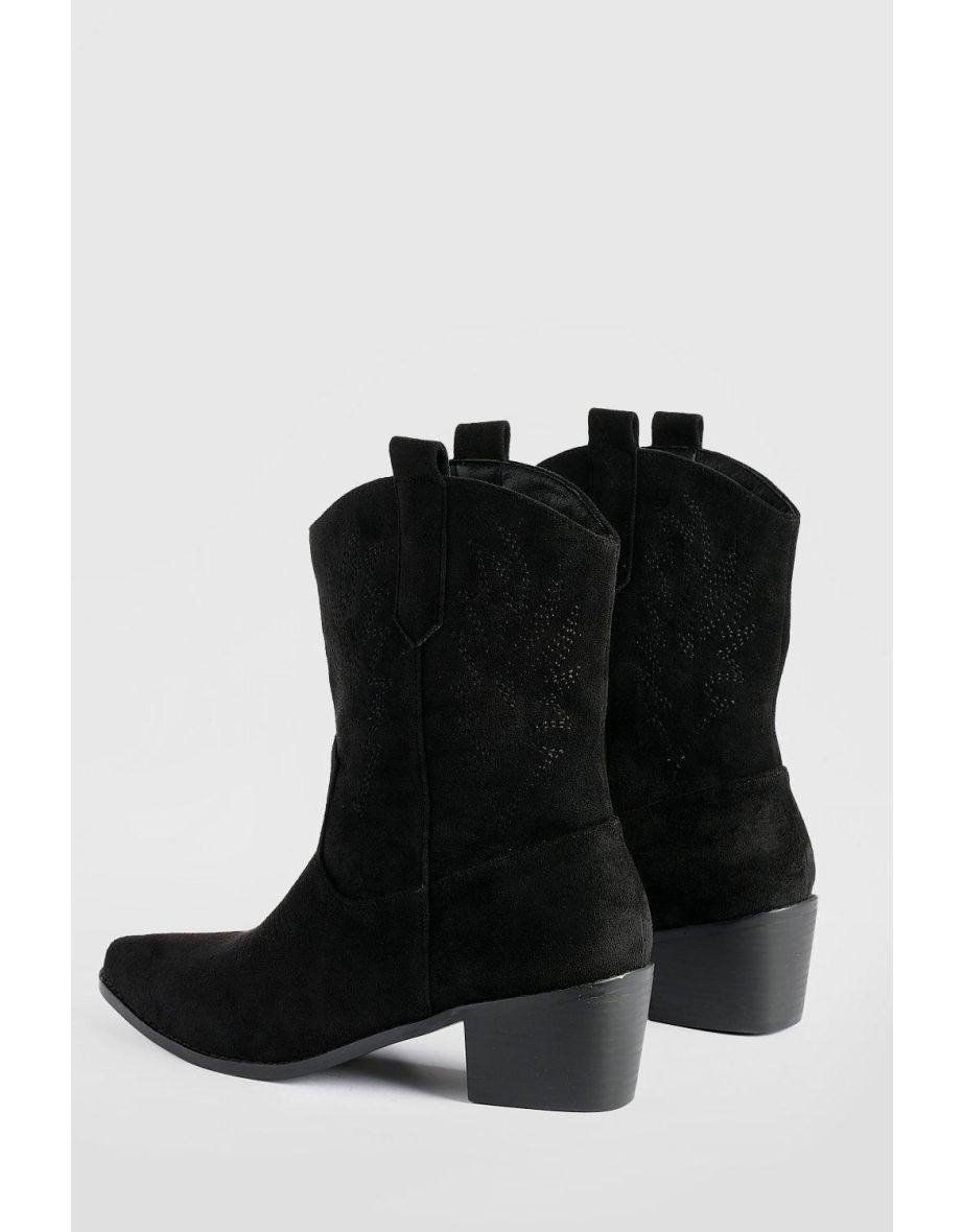 Embroidered Western Cowboy Boots - black - 3