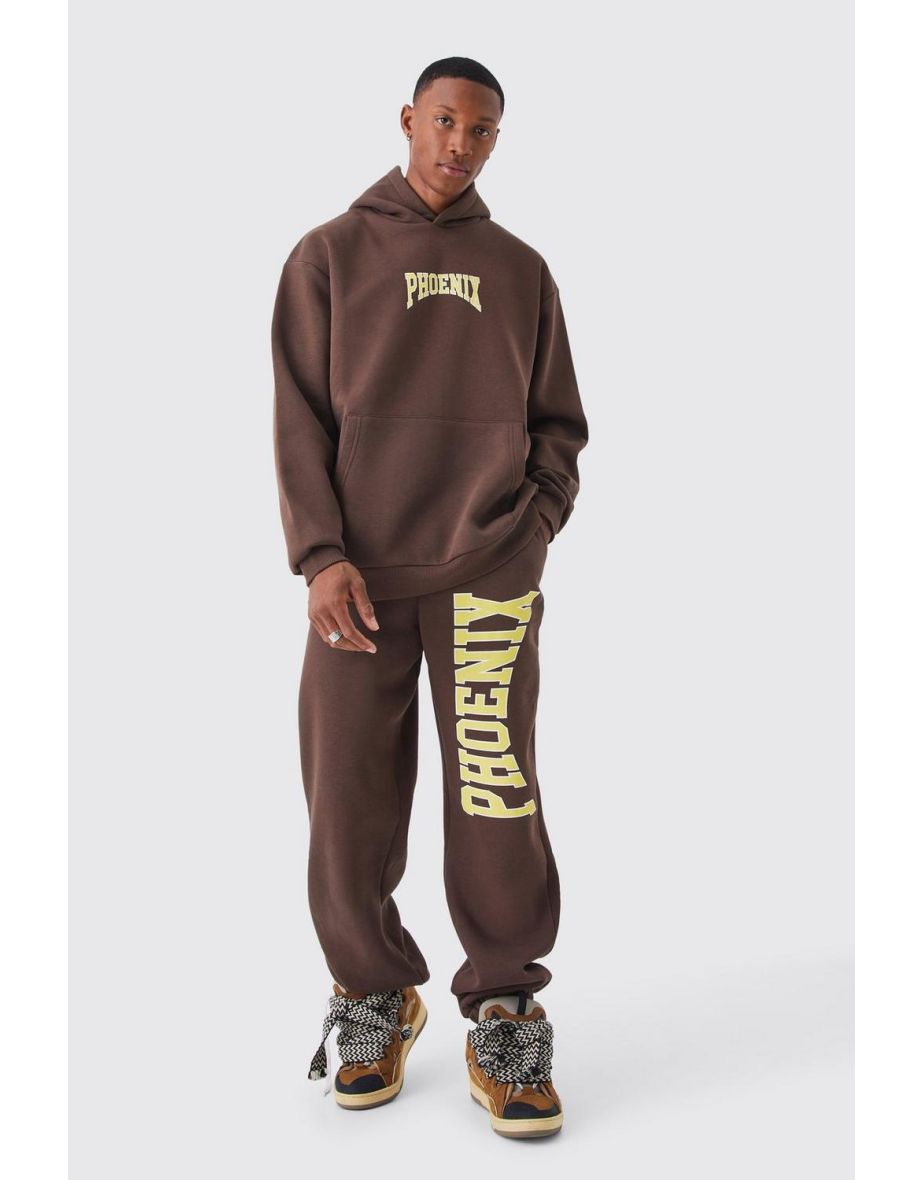 Phoenix Oversized Hooded Tracksuit - chocolate