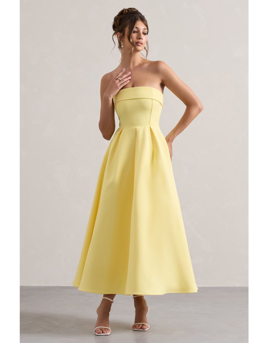 Shop Annalise Lemon Bandeau Skater Midaxi Dress Online in Qatar VogaCloset