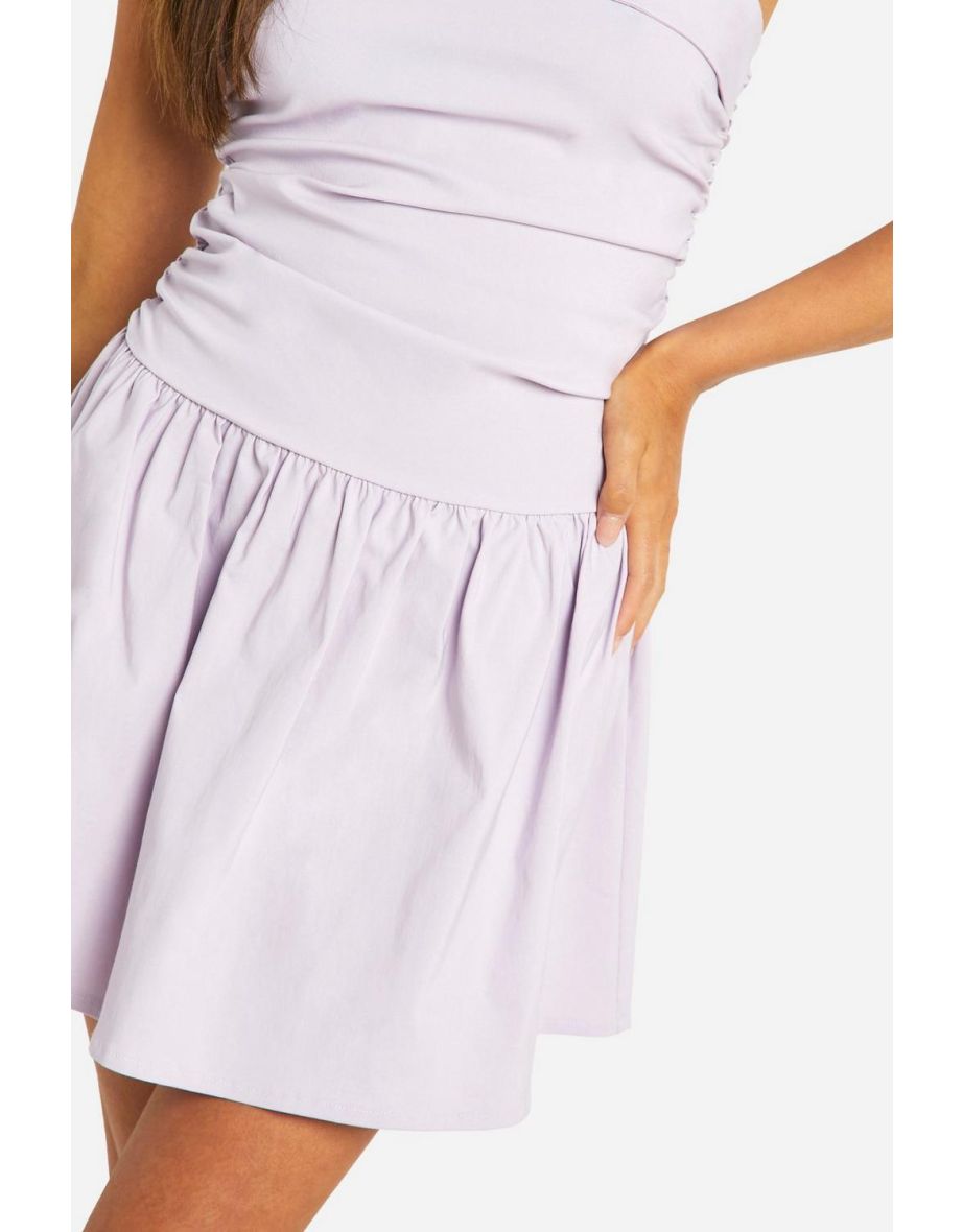 Ruched Bandeau Mini Smock Dress - lilac - 3