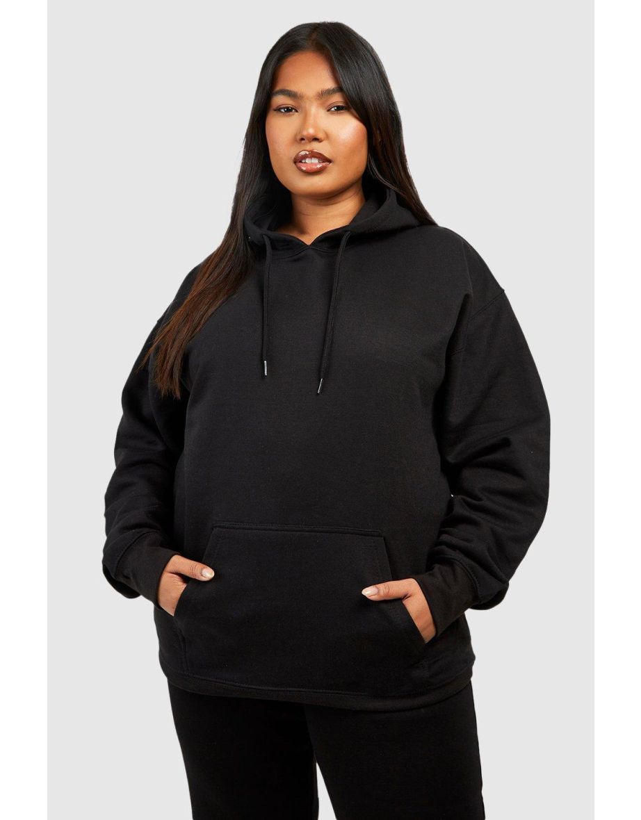 Plus Oversized Twin Flame Heart Hoodie - black