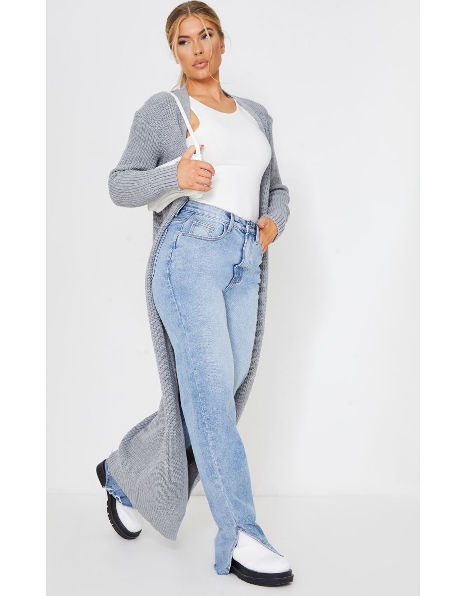 Light Grey Maxi Knitted Cardigan