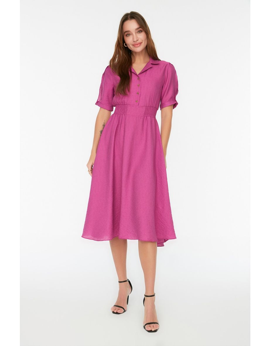 Purple A-Line Midi Skater Dress