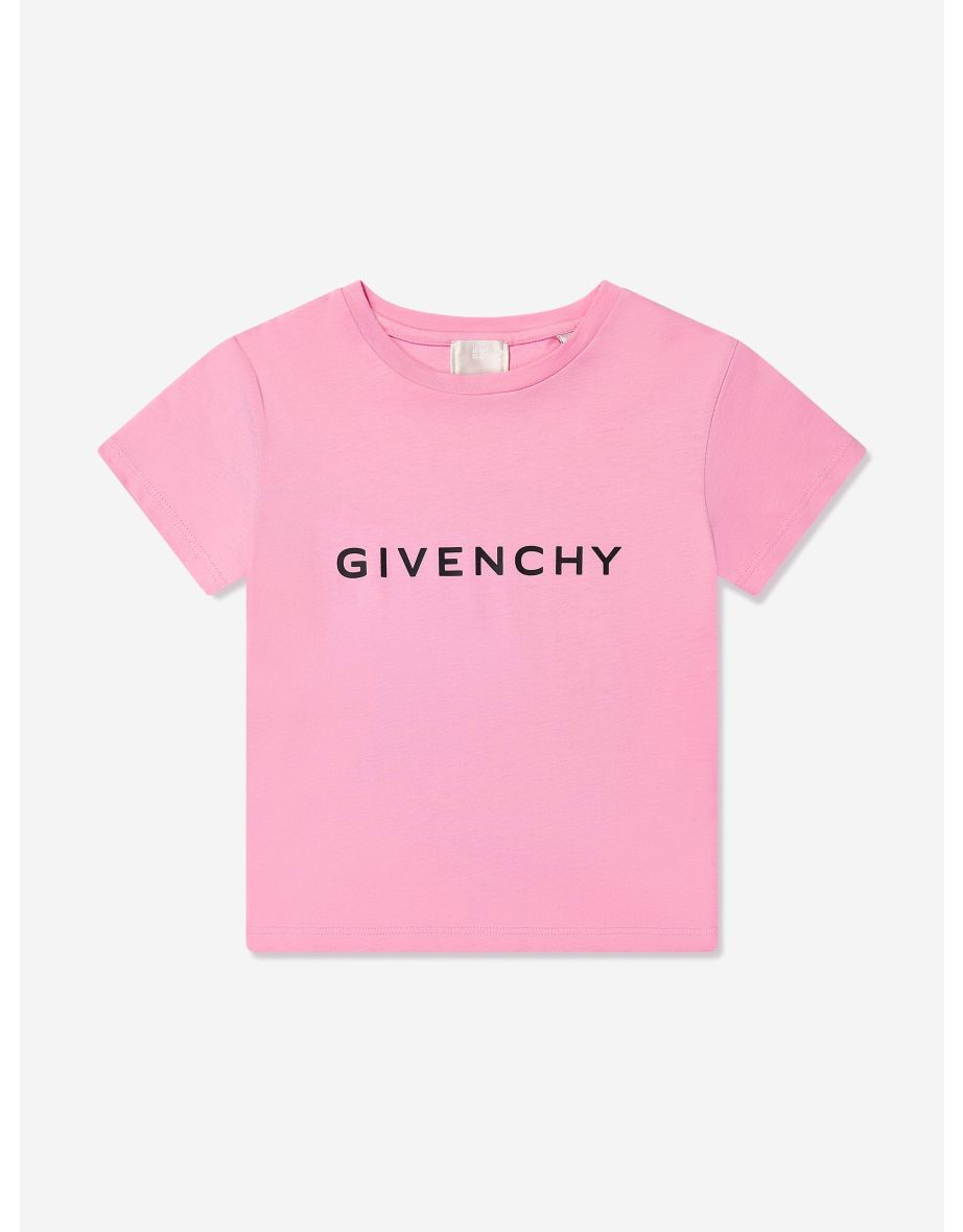 Givenchy Girls Logo Print T-Shirt in Pink