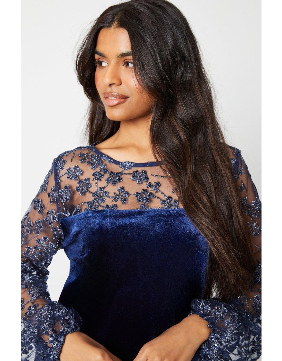 Petite Sequin Mesh Insert Swing Dress - 3