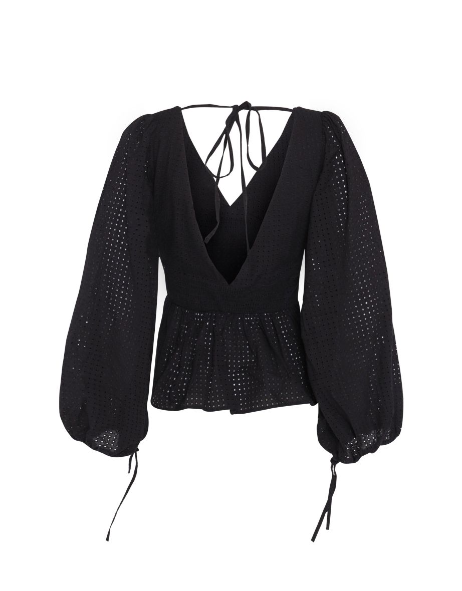 Glamorous Black V Neck, Peplum Top - 1