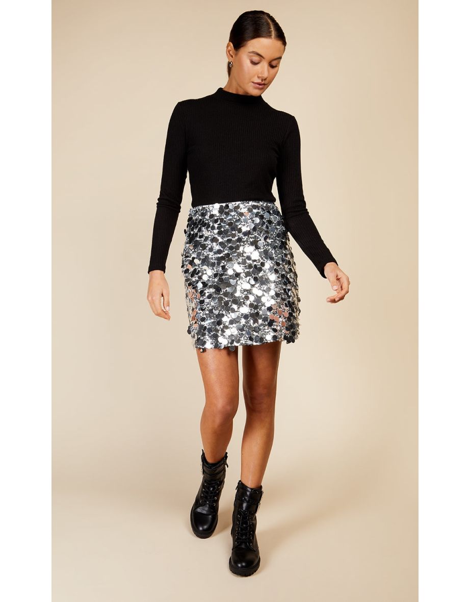 Silver Column Mini Skirt - 5