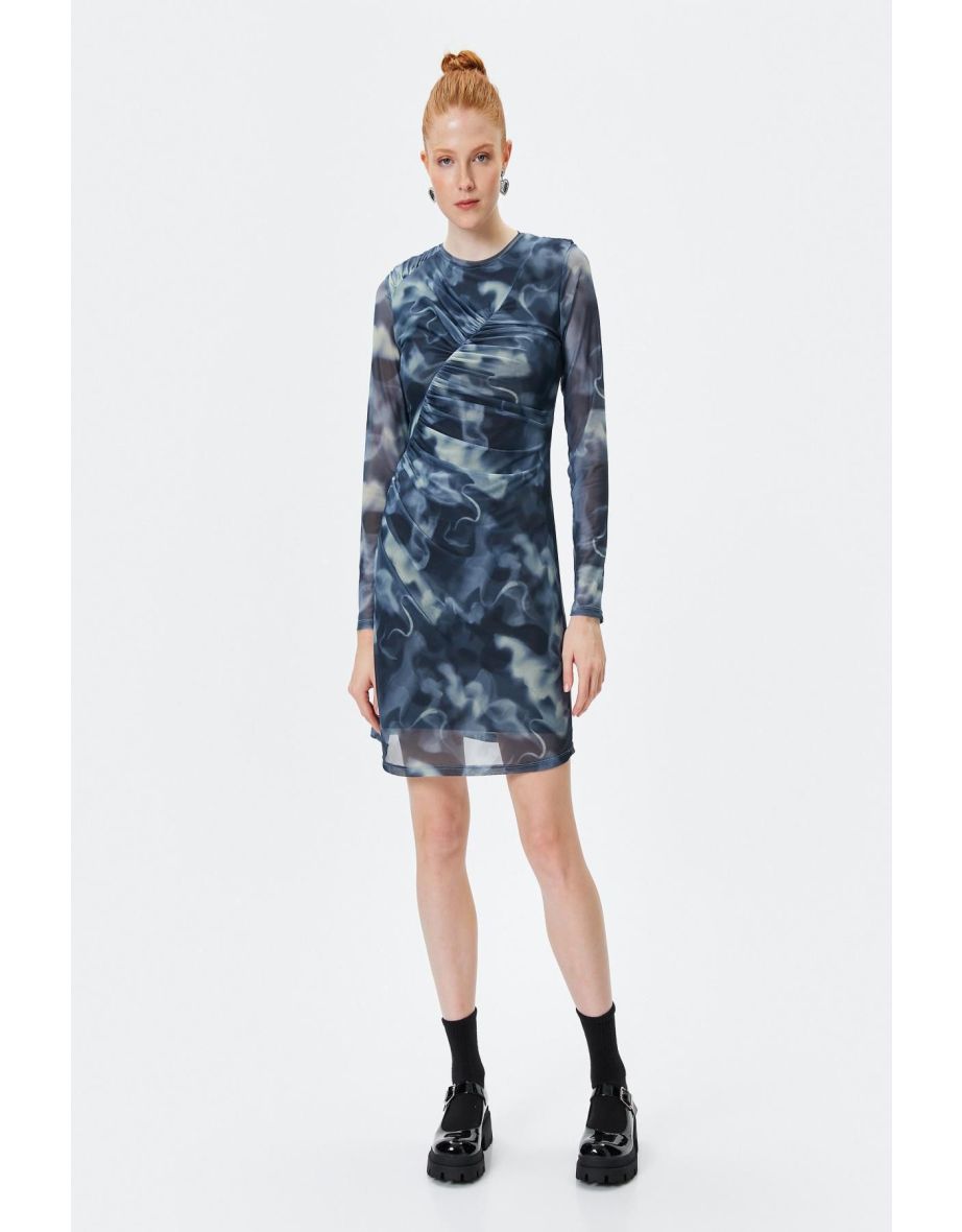 Women's Navy Blue Patterned Dress