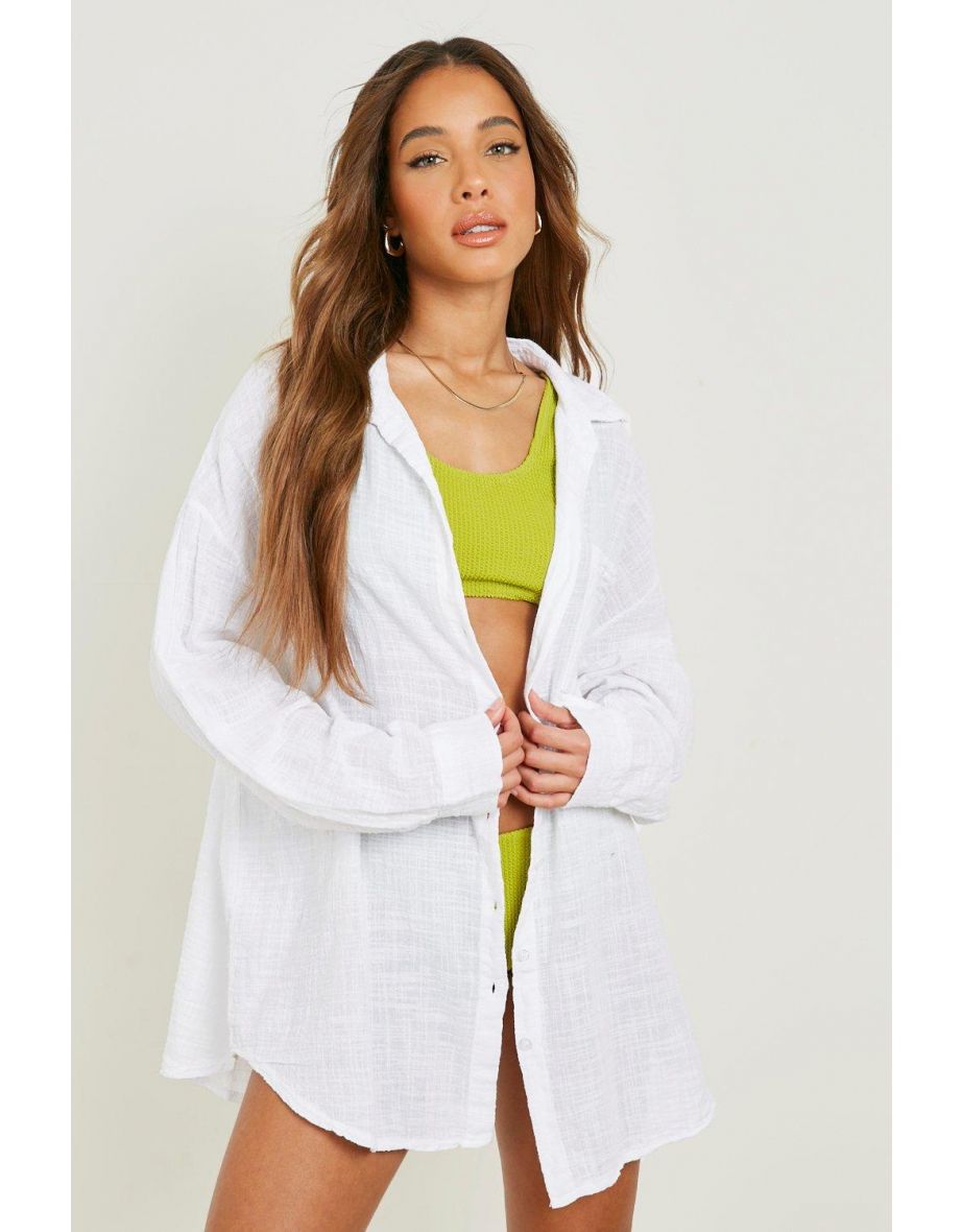 Textured Beach Shirt - white - 3