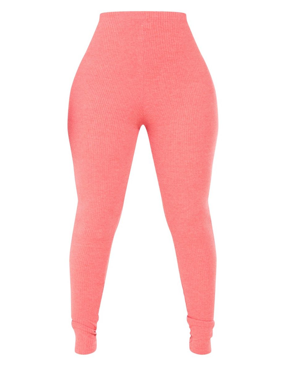 Shape Bright Red Marl Ribbed Leggings - 4