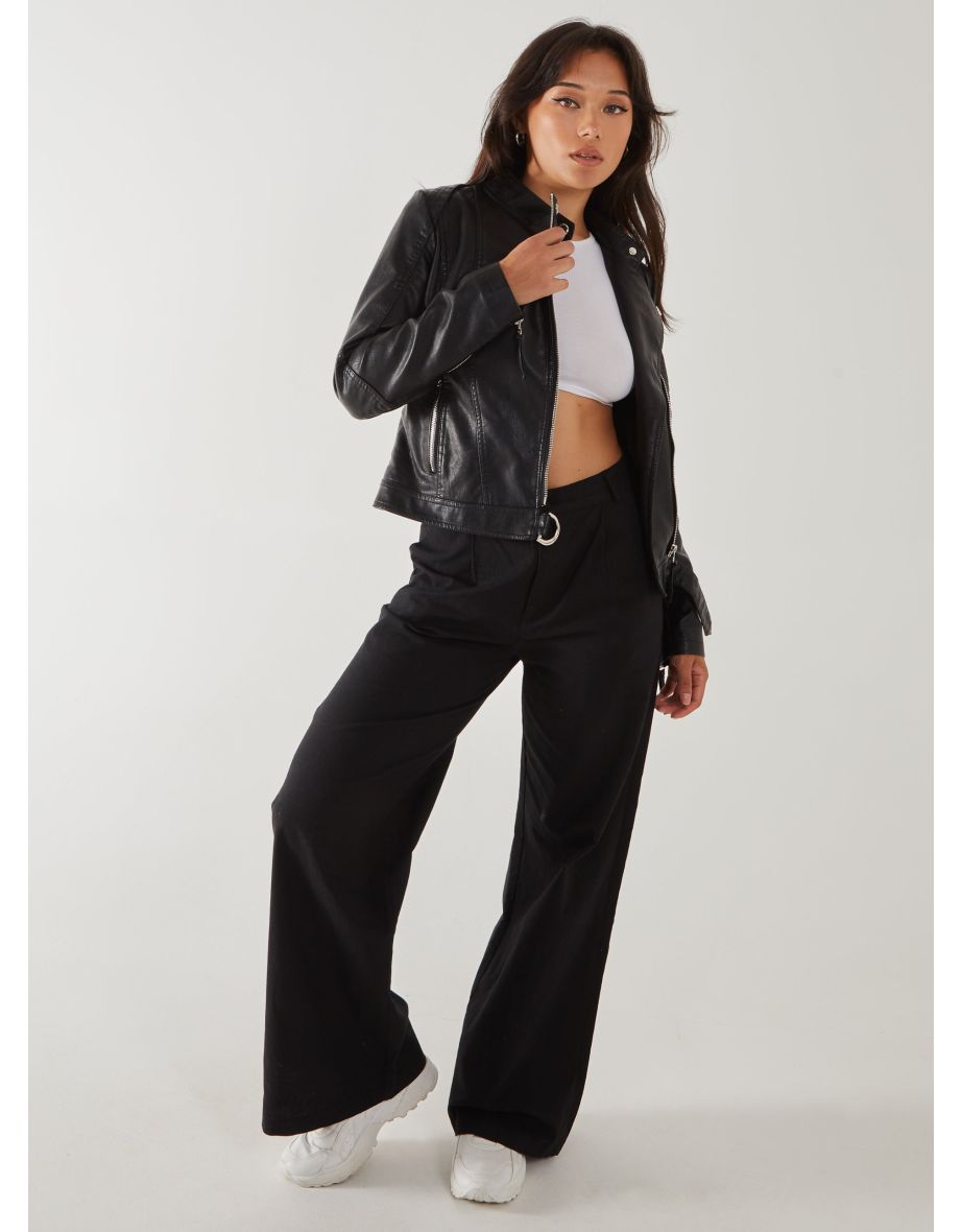 Faux PU Leather Biker Jacket
