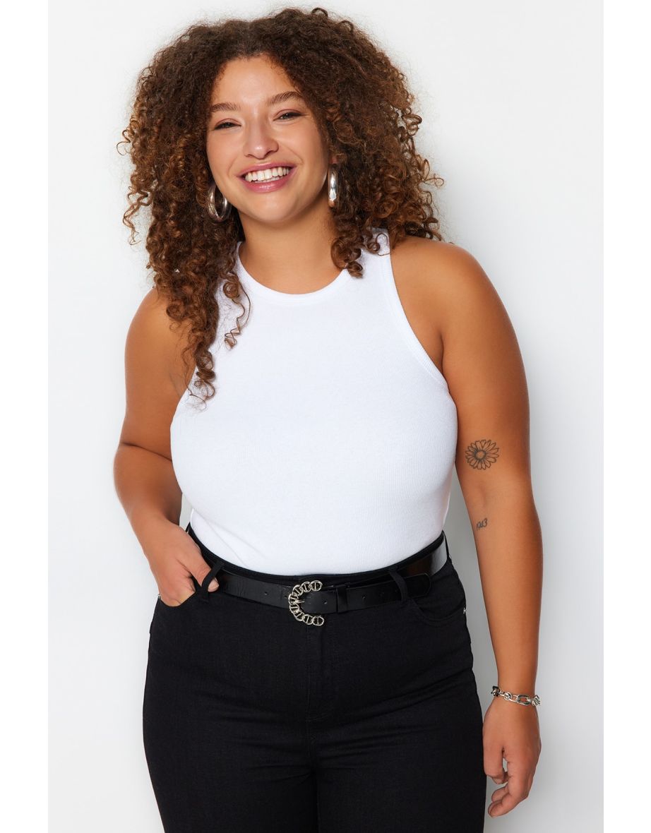 Plus Size Camisole - White - Fitted