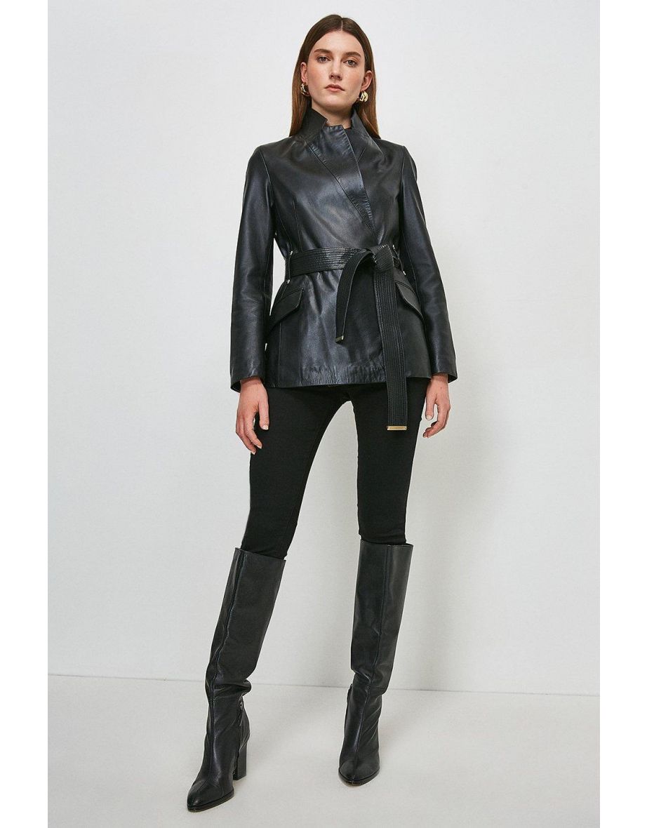 Leather Investment Notch Neck Short Coat