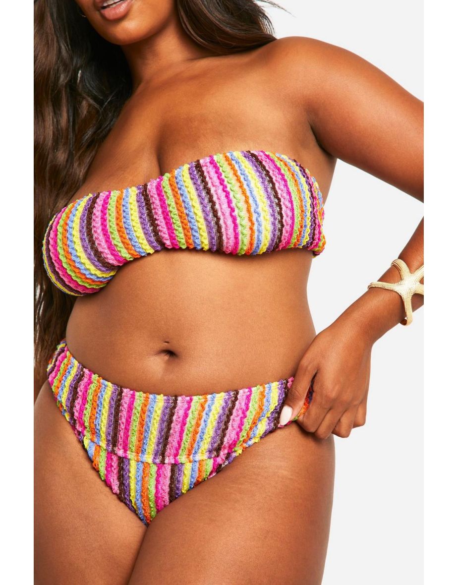 Plus Crinkle Bandeau High Waisted Bikini - multi - 3