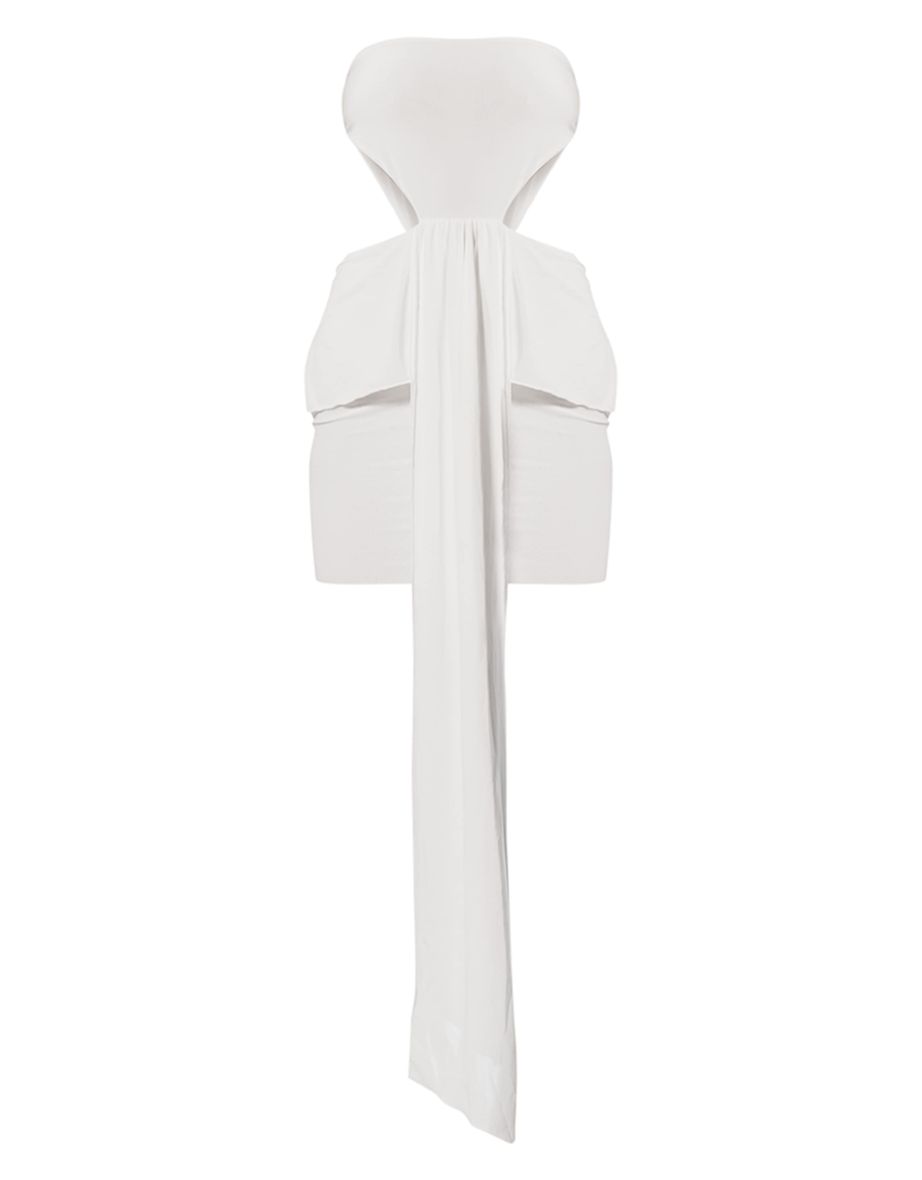 White Bandeau Cut Out Detail Mini Dress - 4