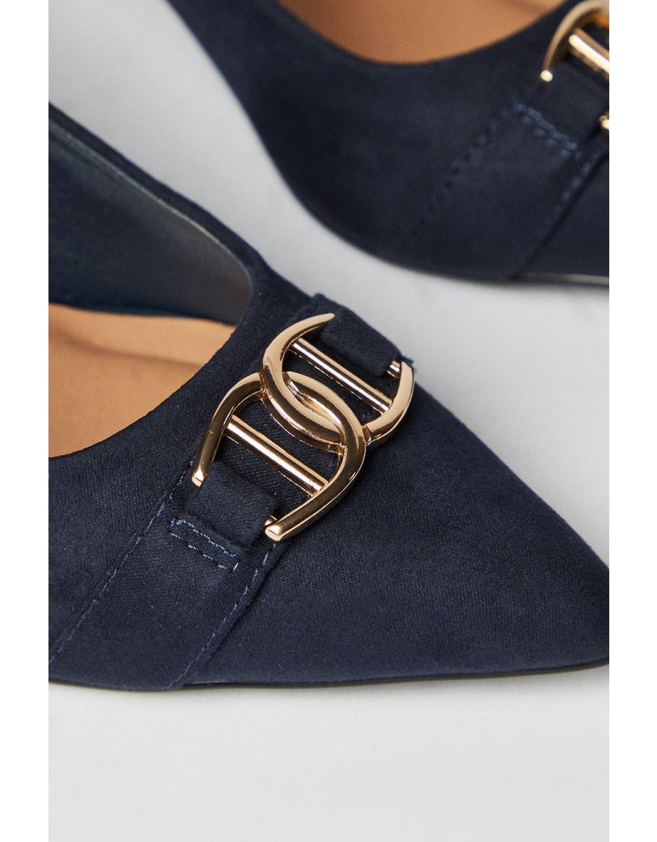 Wide Fit Darcy Pointed Trim Detail Block Heel Court - 3