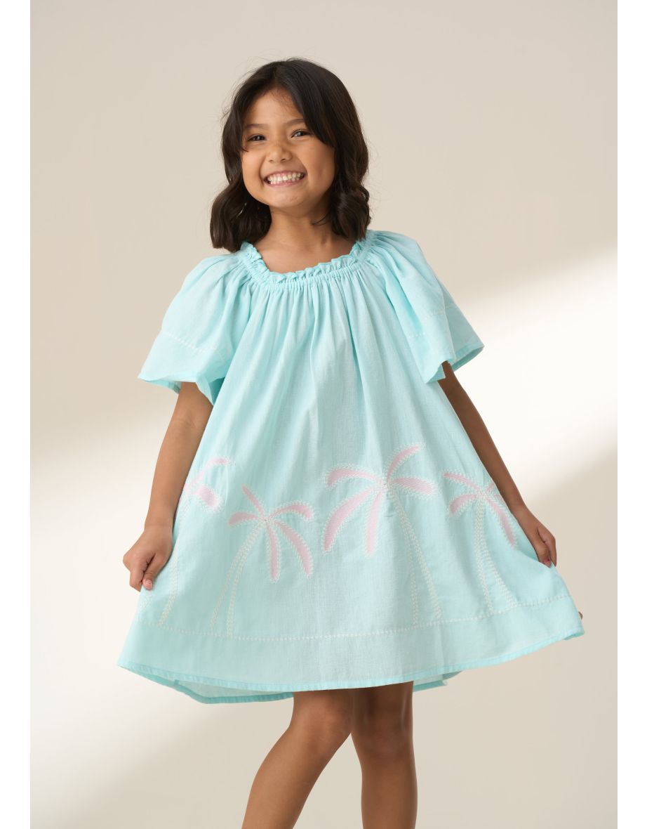 Paloma Blue Embroidered Hem Swing Dress