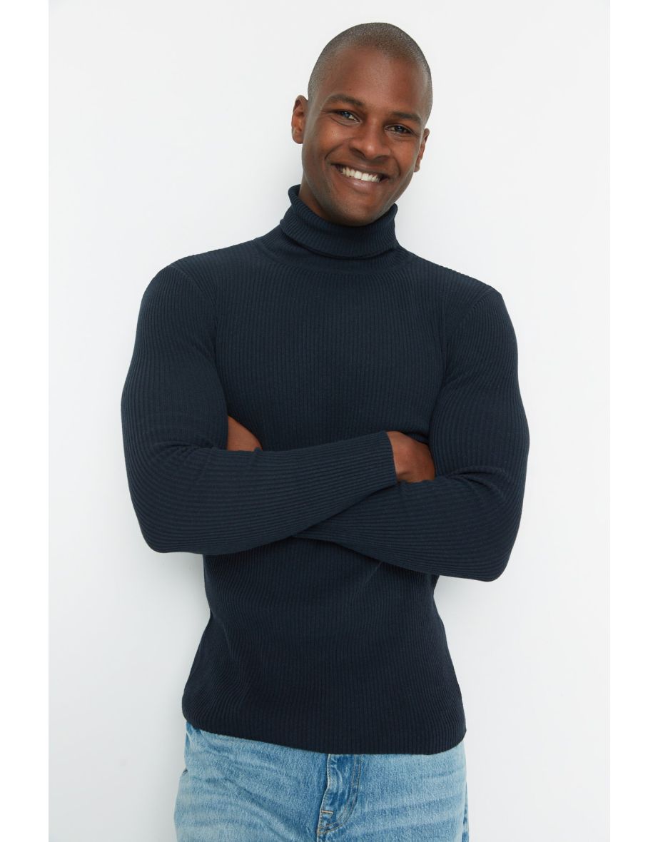 Sweater - Navy blue - Fitted