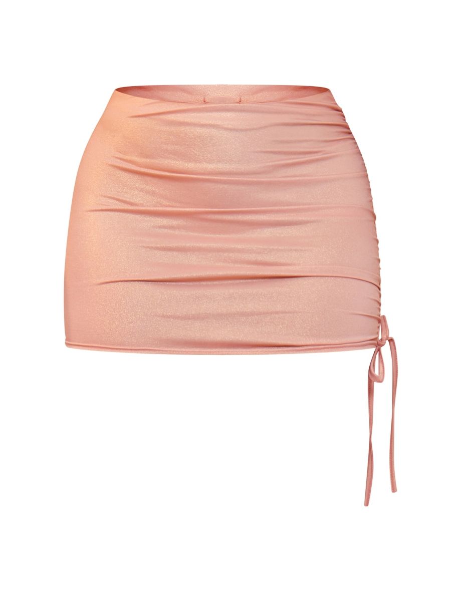 Shape Pink Metallic Ruched Micro Mini Skirt - 5