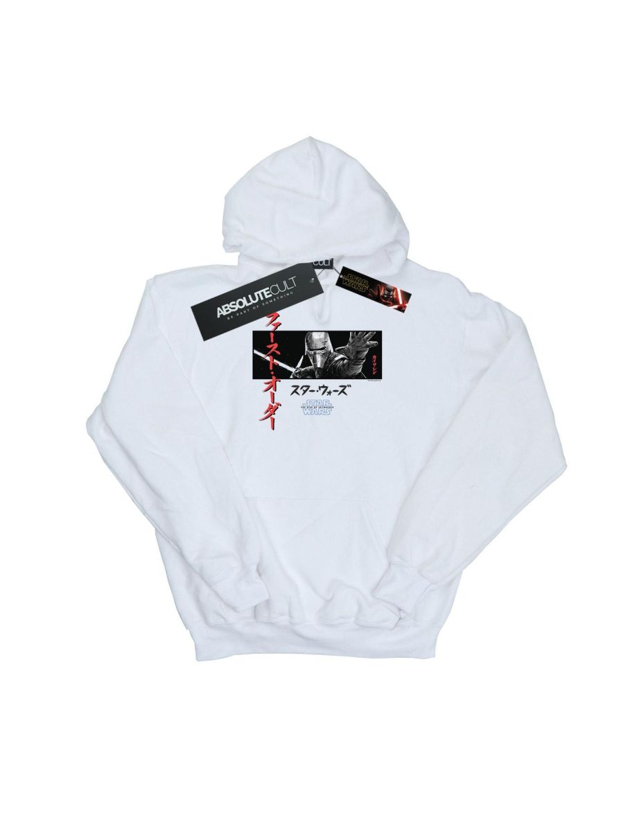 Star Wars: The Rise of Skywalker Girls Star Wars The Rise Of Skywalker Kylo Ren Katakana Art Stripe Hoodie - White