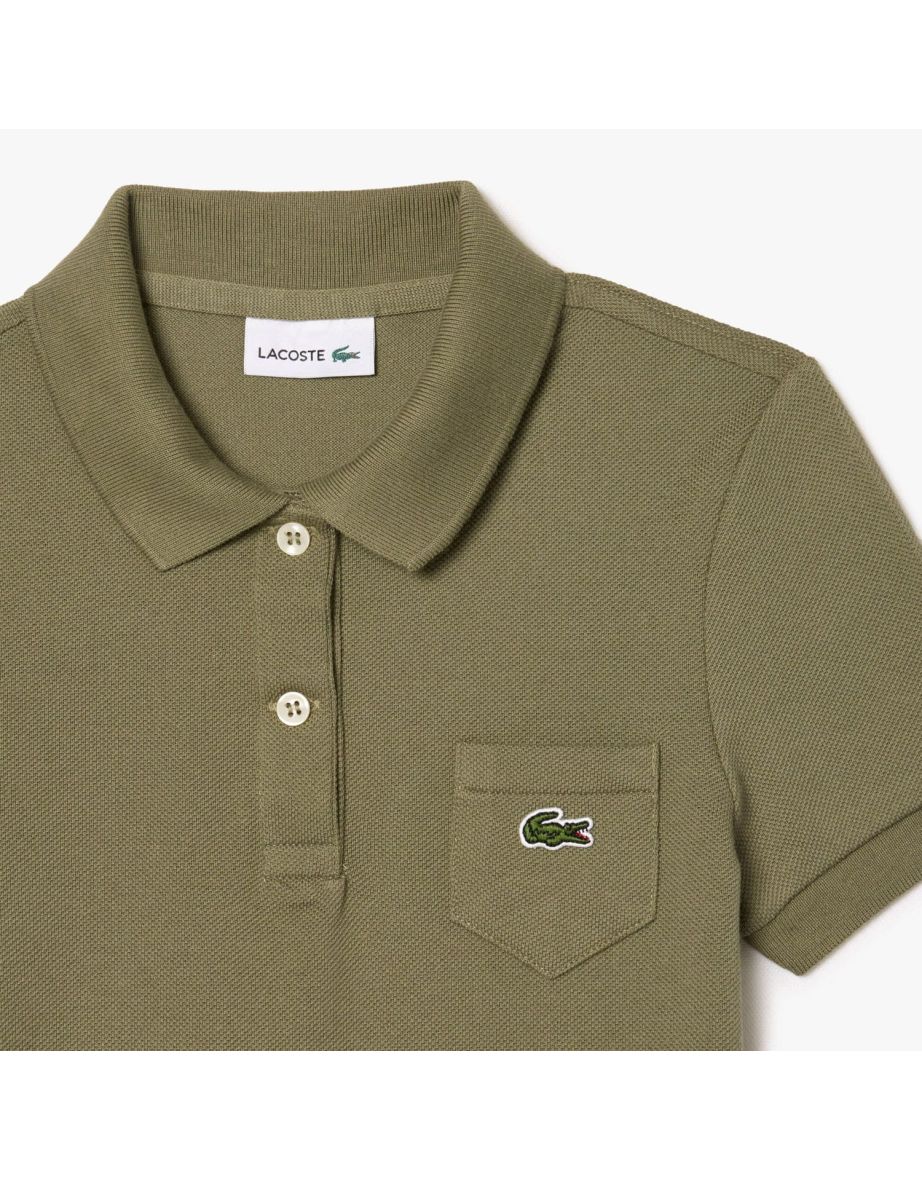 Girl's Lacoste Juniors Piqué Polo Dress in Green - 1