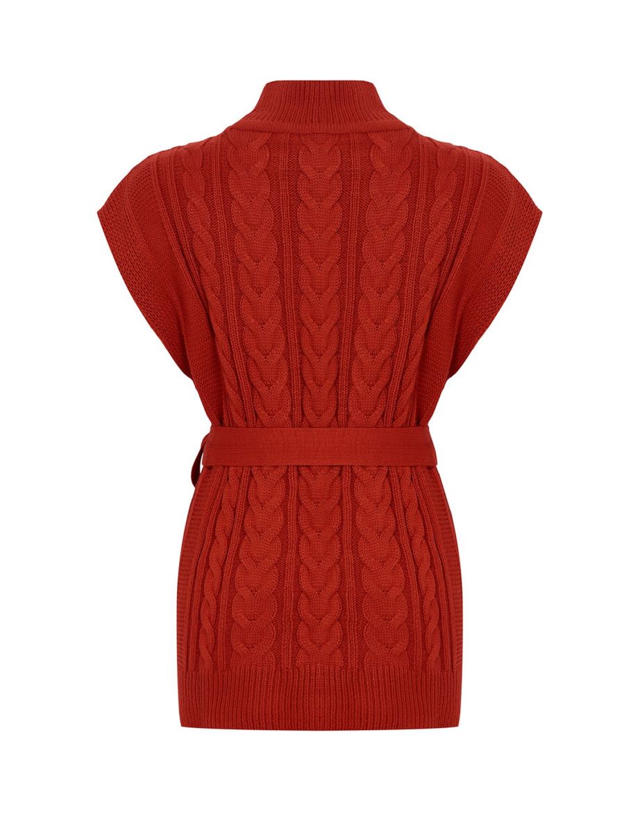 Tile Wide Fit Wool Belted Knitwear Sweater - 6