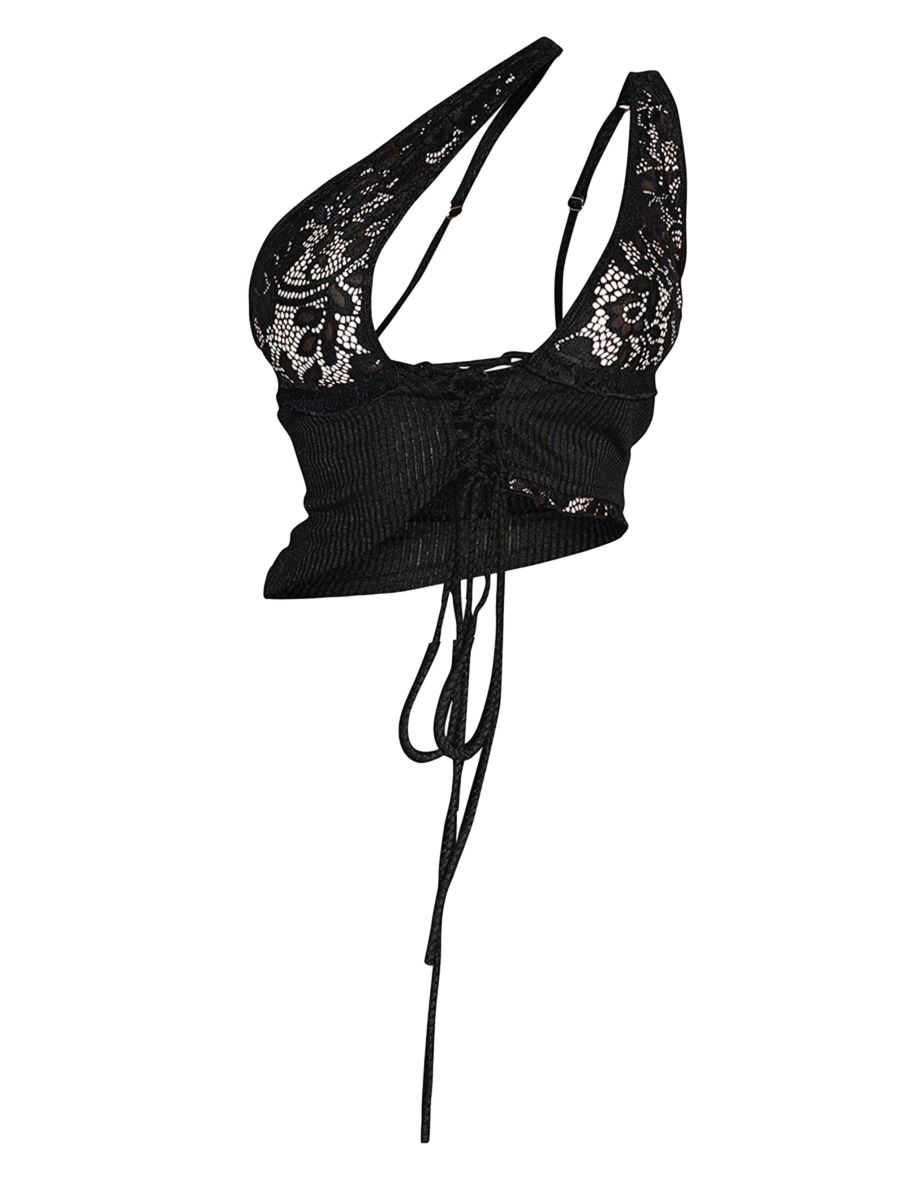 Shape Black Lace Up Bralet Top - 4
