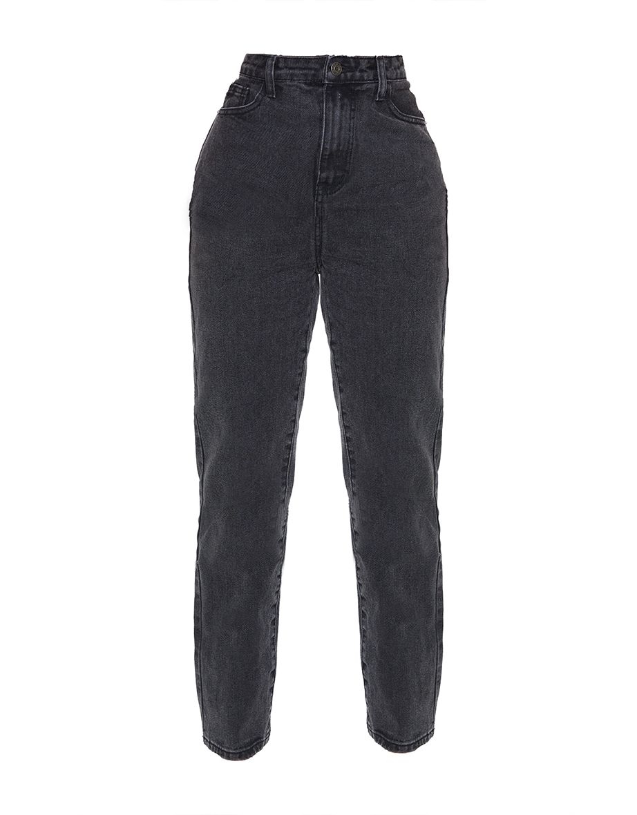 PRETTYLITTLETHING Petite Black Straight Leg Jeans - 4