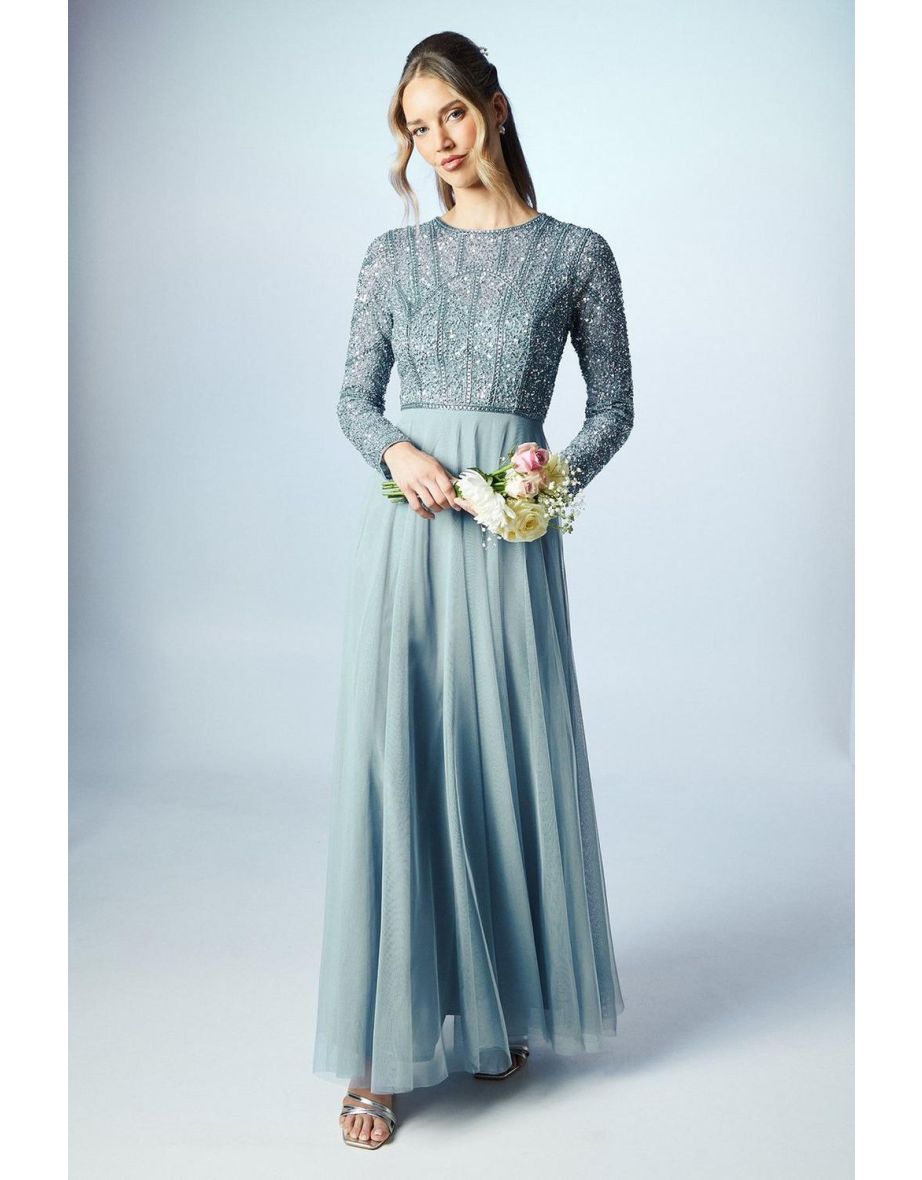 Mixed Gem Tulle Skirt Bridesmaid Dress