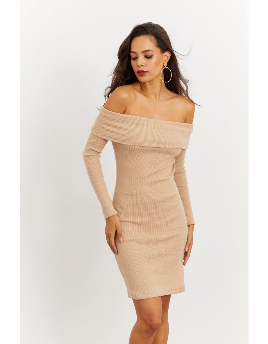 Women's Camel Madonna Collar Camisole Dress - 5