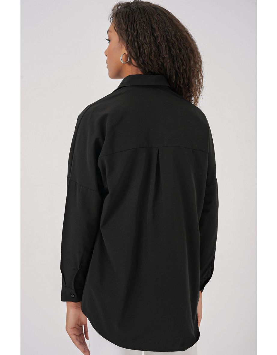Oversize Basic Shirt - Black - 5