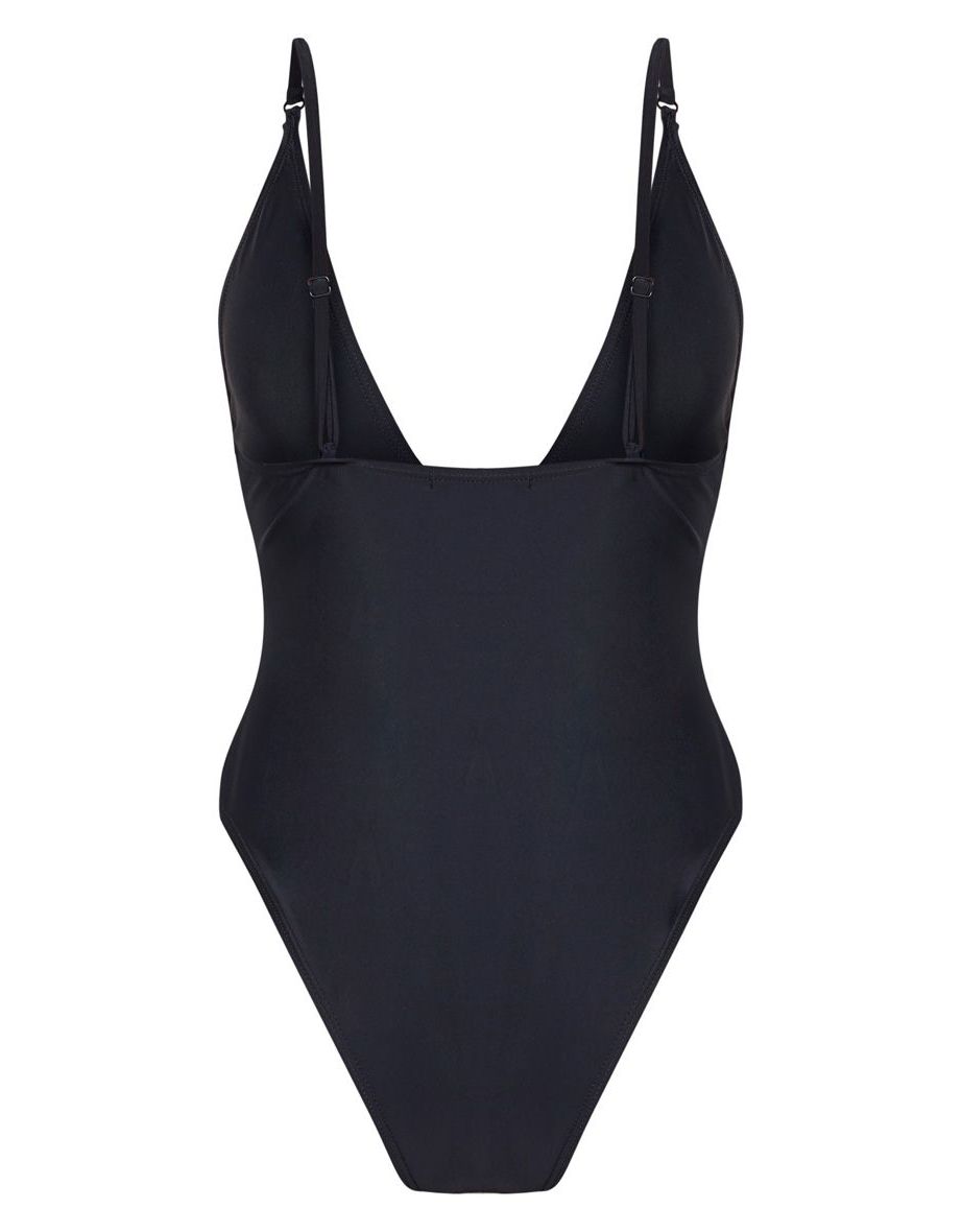 Black Basic Low Scoop Swimsuit - 1