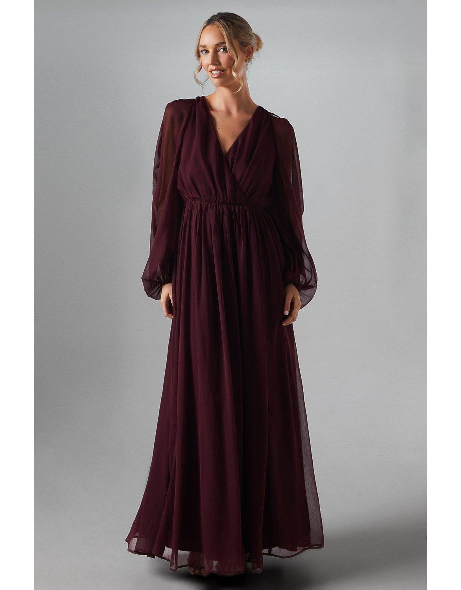 Cold Shoulder Chiffon Bridesmaids Maxi Dress