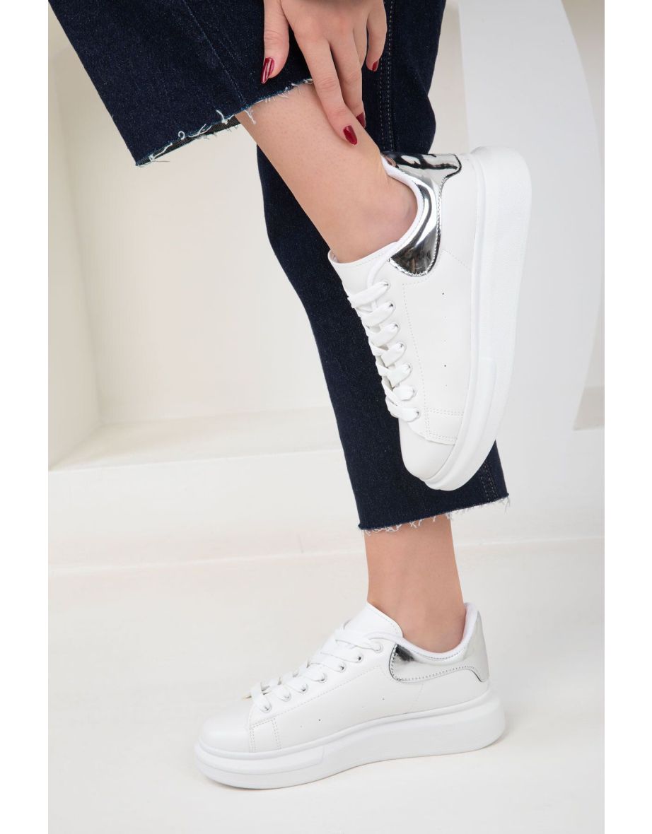 White-Silver Women's Sneaker - 4